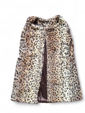 Leopard print faux fur vest with satin lining